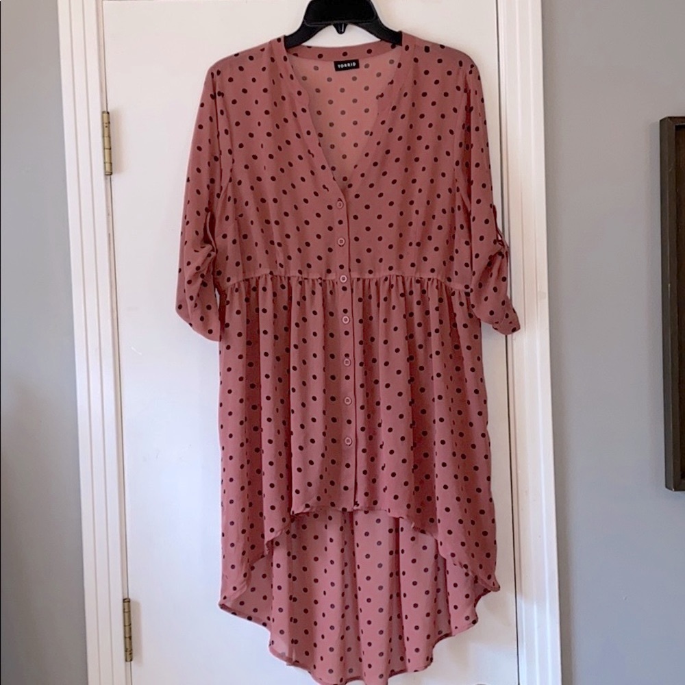 Torrid Rose Hi-Low Baby Doll Tunic, Sz 0X
